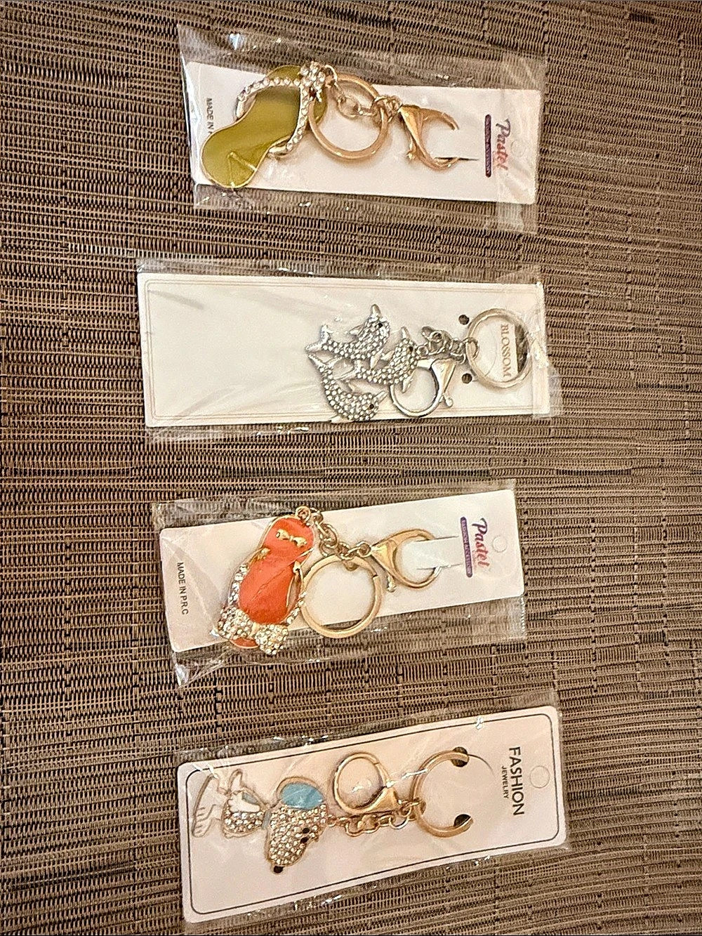 Pastel Novelty Keychain/ bag charm Set Gold & Silver NWT
